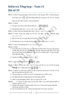 Kiểm tra Tổng hợp  Toán 11 Bài số 29
